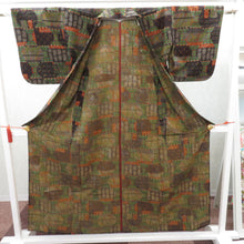 Load image into Gallery viewer, ウール着物 単衣 黒×グレー 多色 バチ衿 肩当て付き カジュアルきもの 普段着物 仕立て上がり ウールきもの 和洋ミックス 身丈154.3cm