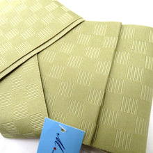 Load image into Gallery viewer, 角帯 ワンタッチ角帯 ポリ100％ ベージュ地 幾何学地模様 無地調 日本製 紳士 男性用 定番 浴衣帯 メンズ かんたん着付け 着物 和装 長さ400cm