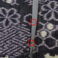 画像をギャラリービューアに読み込む, ウール着物 単衣 ネイビー×ホワイト 絣調 バチ衿 カジュアルきもの 普段着物 仕立て上がり ウールきもの 和洋ミックス 身丈149.5cm