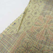 Load image into Gallery viewer, 反物 紬 着尺 正絹 ベージュ系 亀甲・源氏車・麻の葉 女性着物用 生地 未仕立て カジュアル 普段着物 和裁練習 洋服リメイク