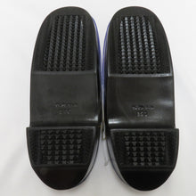 画像をギャラリービューアに読み込む, 草履 雨草履 LLサイズ 25cm ウレタンソール カバー付 日本製 ブルー系×小豆色 エナメル しぐれ履き 爪付