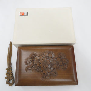 骨董・民芸品 軽井沢彫 工芸品 シバサキ 桜彫刻 木製 文箱 文章箱