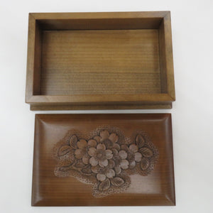 骨董・民芸品 軽井沢彫 工芸品 シバサキ 桜彫刻 木製 文箱 文章箱