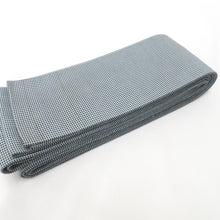 Load image into Gallery viewer, 角帯 正絹 水色×黒×白 ブルー系 格子 紳士 男性用 メンズ 男帯 着物 和装 チェック 未仕立て 長さ398cm