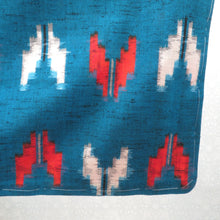 画像をギャラリービューアに読み込む, ウール着物 単衣 女性用ウールアンサンブル2点セット 羽織＆着物 ブルー系 絣調 矢羽根柄 しつけ糸付き バチ衿 カジュアル 普段使い