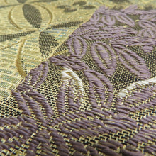 Load image into Gallery viewer, 袋帯 金糸 ゴールド系 六通柄 七宝に植物紋様 金色ｘ薄紫色 フォーマル向け 仕立て上がり 着物帯 長さ440cm