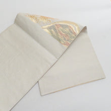 Load image into Gallery viewer, 袋帯 貴藤つづれ つづれ織り 金色ｘベージュ色 金糸 山脈紋様 ゴールド系 六通柄 フォーマル向け 仕立て上がり 着物帯 長さ440cm