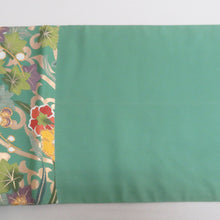 Load image into Gallery viewer, 袋帯 四季花紋様 緑色ｘ多色 カラフル 金糸 六通柄 フォーマル向け 仕立て上がり 着物帯 長さ440cm