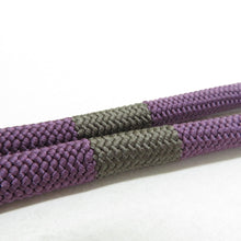 画像をギャラリービューアに読み込む, 帯締め 京くみひも 日本製 丸組 くみひも 絹100% 紫色ｘ草色 正絹 Mサイズ カジュアル 和装小物 帯〆 レディース 女性 長さ160cm 未使用品