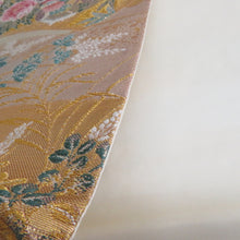 画像をギャラリービューアに読み込む, 袋帯 地紙文様 緑色ｘ金色ｘ多色 グリーン系 金糸銀糸 六通柄 フォーマル向け 仕立て上がり 着物帯 長さ432cm