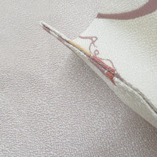 画像をギャラリービューアに読み込む, 名古屋帯 八寸帯 カジュアル 正絹 白色ｘ薄茶色ｘ薄緑色 葡萄紋様 六通柄 カジュアル 仕立て上がり 着物帯 長さ351cm