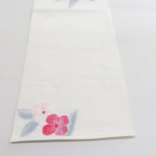 画像をギャラリービューアに読み込む, 名古屋帯 八寸帯 正絹 白色ｘピンク色 花紋様 お太鼓柄 カジュアル 仕立て上がり 着物帯 長さ347cm