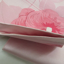 画像をギャラリービューアに読み込む, 名古屋帯 八寸帯 正絹 ピンク色 花紋様 六通柄 カジュアル 仕立て上がり 着物帯 長さ337cm