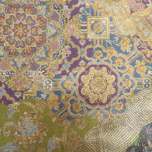 画像をギャラリービューアに読み込む, 袋帯 華文紋様 金色x黒色ｘ多色 金糸銀糸 カラフル 六通柄 フォーマル向け 仕立て上がり 着物帯 長さ440cm