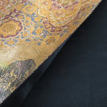 画像をギャラリービューアに読み込む, 袋帯 華文紋様 金色x黒色ｘ多色 金糸銀糸 カラフル 六通柄 フォーマル向け 仕立て上がり 着物帯 長さ440cm