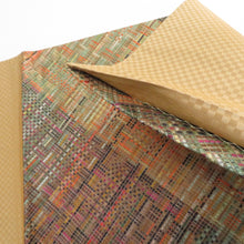 画像をギャラリービューアに読み込む, 袋帯 洒落袋帯 市松模様 チェック柄 多色織 カラフル オレンジ色ｘ緑色ｘ茶色 六通柄 仕立て上がり 着物帯 長さ440cm