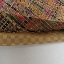 画像をギャラリービューアに読み込む, 袋帯 洒落袋帯 市松模様 チェック柄 多色織 カラフル オレンジ色ｘ緑色ｘ茶色 六通柄 仕立て上がり 着物帯 長さ440cm