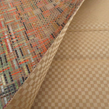画像をギャラリービューアに読み込む, 袋帯 洒落袋帯 市松模様 チェック柄 多色織 カラフル オレンジ色ｘ緑色ｘ茶色 六通柄 仕立て上がり 着物帯 長さ440cm