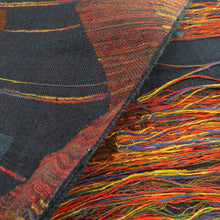 画像をギャラリービューアに読み込む, 名古屋帯 八寸帯 松葉仕立て 正絹 紺色ｘエンジ色ｘ金色ｘ多色 カラフル 金糸 エスニック模様 六通柄 カジュアル 仕立て上がり 着物帯 長さ344cm