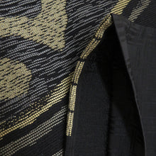 画像をギャラリービューアに読み込む, 袋帯 正絹 洒落袋帯 抽象柄 黒色ｘカーキ色 六通柄 仕立て上がり 着物帯 長さ440cm