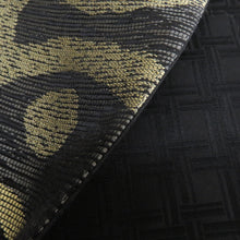 画像をギャラリービューアに読み込む, 袋帯 正絹 洒落袋帯 抽象柄 黒色ｘカーキ色 六通柄 仕立て上がり 着物帯 長さ440cm