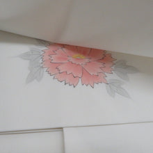 画像をギャラリービューアに読み込む, 名古屋帯 塩瀬 染帯 白色ｘ多色 白連獅子紋様 正絹 お太鼓柄 カジュアル 仕立て上がり 着物帯