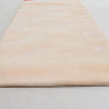 画像をギャラリービューアに読み込む, 名古屋帯 塩瀬 ぼかし染め 薄オレンジ色ｘ白色 辻が花調 花に流水紋様 正絹 お太鼓柄 カジュアル 仕立て上がり 着物帯 長さ361cm