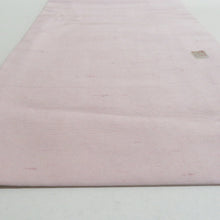 画像をギャラリービューアに読み込む, 名古屋帯 紬 染め模様 ピンク色ｘ緑色 薔薇文様 落款入り 正絹 お太鼓柄 カジュアル 仕立て上がり 着物帯 長さ370cm