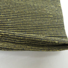 画像をギャラリービューアに読み込む, 名古屋帯 ひげ紬 俵織り 染め紬 月に兎紋様 うさぎ柄 黒色ｘ辛子色x灰色 正絹 お太鼓柄 カジュアル 仕立て上がり 着物帯 長さ360cm