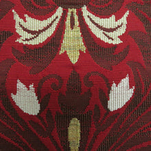 画像をギャラリービューアに読み込む, 名古屋帯 紬地 赤色ｘ多色 カラフル 更紗調花紋様 織文様 お太鼓柄 正絹 カジュアル 仕立て上がり 着物帯 長さ357cm