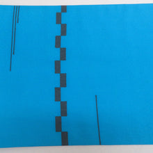 画像をギャラリービューアに読み込む, 名古屋帯 京袋帯 青色ｘ黒色 お太鼓柄 染め模様 幾何学文様 正絹 カジュアル 仕立て上がり 着物帯 長さ400cm 未使用品