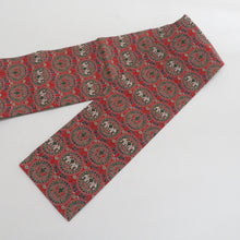 画像をギャラリービューアに読み込む, 名古屋帯 朱色ｘ緑色ｘ紺色 正倉院模様 馬に丸文に白虎と朱雀 全通柄 正絹 カジュアル 仕立て上がり 着物帯 長さ334cm