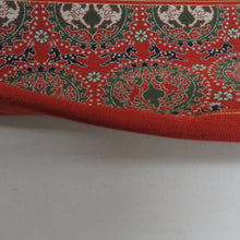 画像をギャラリービューアに読み込む, 名古屋帯 朱色ｘ緑色ｘ紺色 正倉院模様 馬に丸文に白虎と朱雀 全通柄 正絹 カジュアル 仕立て上がり 着物帯 長さ334cm