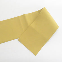 画像をギャラリービューアに読み込む, 名古屋帯 辛子色ｘ白色ｘ多色 お太鼓柄 流水に葉や花紋様 正絹 カジュアル 仕立て上がり 着物帯 長さ366cm