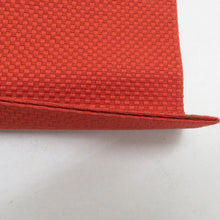 画像をギャラリービューアに読み込む, 名古屋帯 八寸帯 オレンジ色ｘ金色 金糸 幾何学模様 お太鼓柄 正絹 カジュアル 仕立て上がり 着物帯 長さ357cm