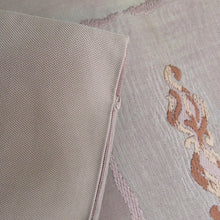 画像をギャラリービューアに読み込む, 袋帯 正絹 洒落袋帯 ピンクグレーｘ小豆色 幾何学模様 六通柄 仕立て上がり 着物帯 長さ432cm