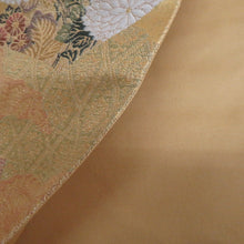 画像をギャラリービューアに読み込む, 袋帯 正絹 ゴールド系 金色ｘ多色 琳派文様 六通柄 フォーマル 仕立て上がり 着物帯 長さ440cm