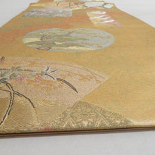画像をギャラリービューアに読み込む, 袋帯 正絹 ゴールド系 金色ｘ多色 琳派文様 六通柄 フォーマル 仕立て上がり 着物帯 長さ440cm