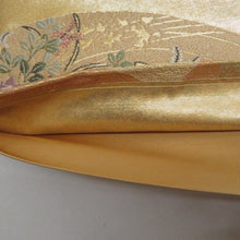 画像をギャラリービューアに読み込む, 袋帯 正絹 ゴールド系 金色ｘ多色 琳派文様 六通柄 フォーマル 仕立て上がり 着物帯 長さ440cm