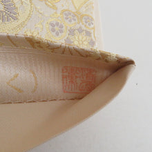 画像をギャラリービューアに読み込む, 袋帯 正絹 錦織 華文紋様 ゴールドパステル系 ベージュ色ｘ金色ｘ多色 六通柄 仕立て上がり 着物帯 長さ440cm