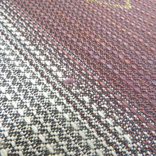 画像をギャラリービューアに読み込む, 袋帯 正絹 洒落袋帯 四角つなぎ紋様 小豆色ｘ灰色 六通柄 仕立て上がり 着物帯 長さ448cm