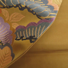 画像をギャラリービューアに読み込む, 袋帯 正絹 唐織調 辛子色ｘ金色ｘ紫色ｘ多色 松に藤紋様 金糸 六通柄 仕立て上がり 着物帯 長さ440cm