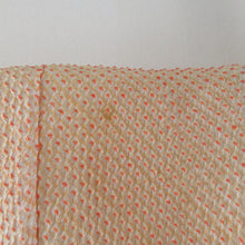 画像をギャラリービューアに読み込む, 羽織 正絹 絞り 黄色ｘオレンジ色ｘ赤色ｘ緑色 水面に葉柄 着物コート 着物用 ちりよけ 防寒 上着 リメイク シルク 身丈77.5cm