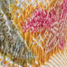 画像をギャラリービューアに読み込む, 羽織 正絹 絞り 黄色ｘ緑色ｘ赤色ｘ多色 カラフル 花柄 着物コート 着物用 ちりよけ 防寒 上着 リメイク シルク 身丈77cm