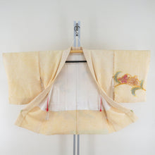 画像をギャラリービューアに読み込む, 羽織 正絹 絞り 黄色ｘ緑色ｘ赤色ｘ多色 カラフル 花柄 着物コート 着物用 ちりよけ 防寒 上着 リメイク シルク 身丈77cm