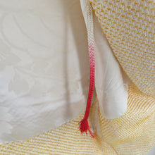 画像をギャラリービューアに読み込む, 羽織 正絹 絞り 黄色ｘ緑色ｘ赤色ｘ多色 カラフル 花柄 着物コート 着物用 ちりよけ 防寒 上着 リメイク シルク 身丈77cm