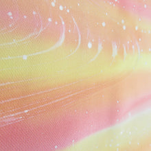 画像をギャラリービューアに読み込む, 羽織 正絹 黄色ｘピンク色 タタキ染め 流水柄 着物コート 着物用 ちりよけ 防寒 上着 リメイク シルク 身丈80cm