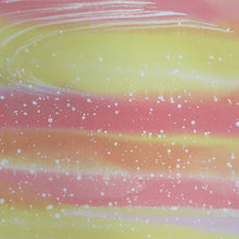 画像をギャラリービューアに読み込む, 羽織 正絹 黄色ｘピンク色 タタキ染め 流水柄 着物コート 着物用 ちりよけ 防寒 上着 リメイク シルク 身丈80cm