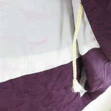 画像をギャラリービューアに読み込む, 羽織 正絹 紫色 地模様 地紙文模様 扇子に波 着物コート 着物用 ちりよけ 防寒 上着 リメイク シルク 身丈76.5cm