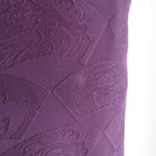 画像をギャラリービューアに読み込む, 羽織 正絹 紫色 地模様 地紙文模様 扇子に波 着物コート 着物用 ちりよけ 防寒 上着 リメイク シルク 身丈76.5cm
